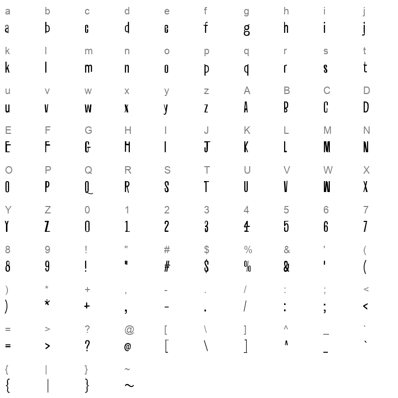 Caron Circumflex Character Map