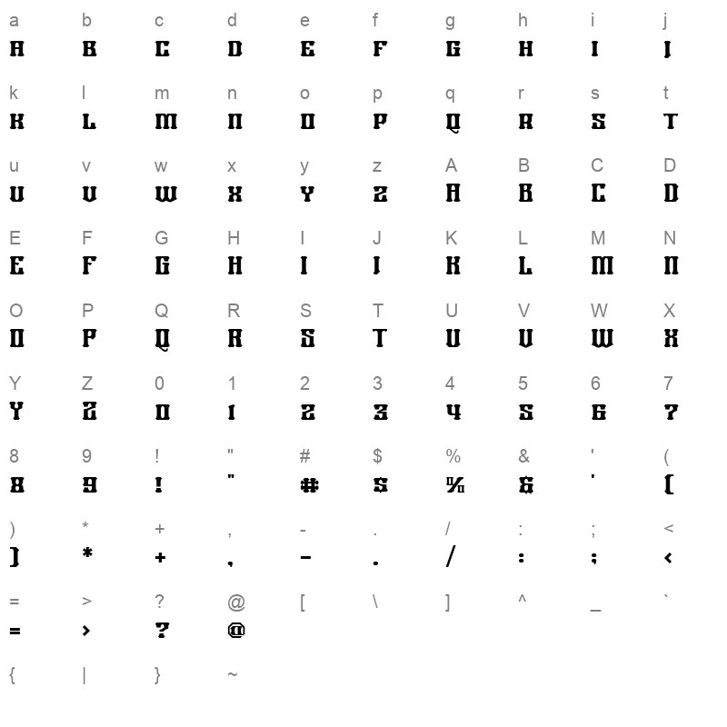 Carson Beer Regular Character Map