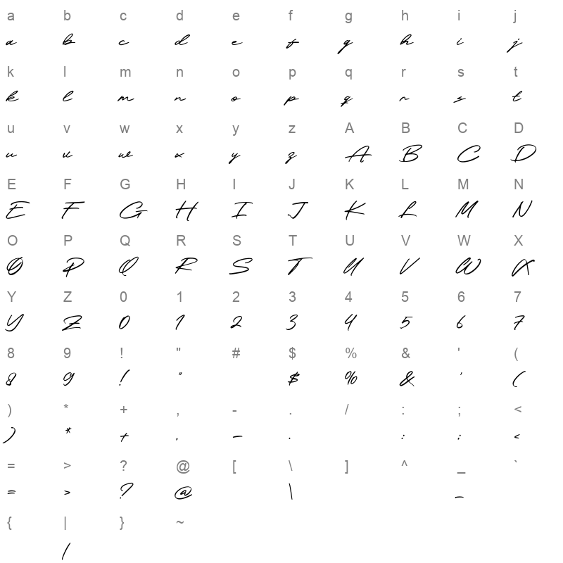 Cashrole Character Map
