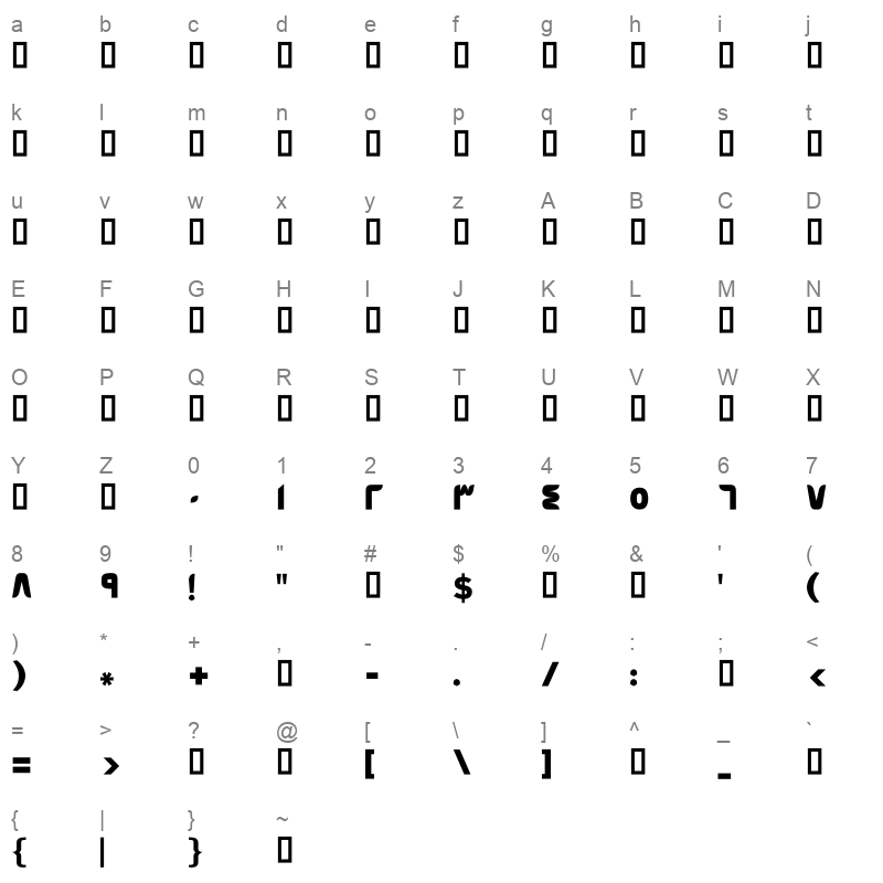Castile Bold Character Map