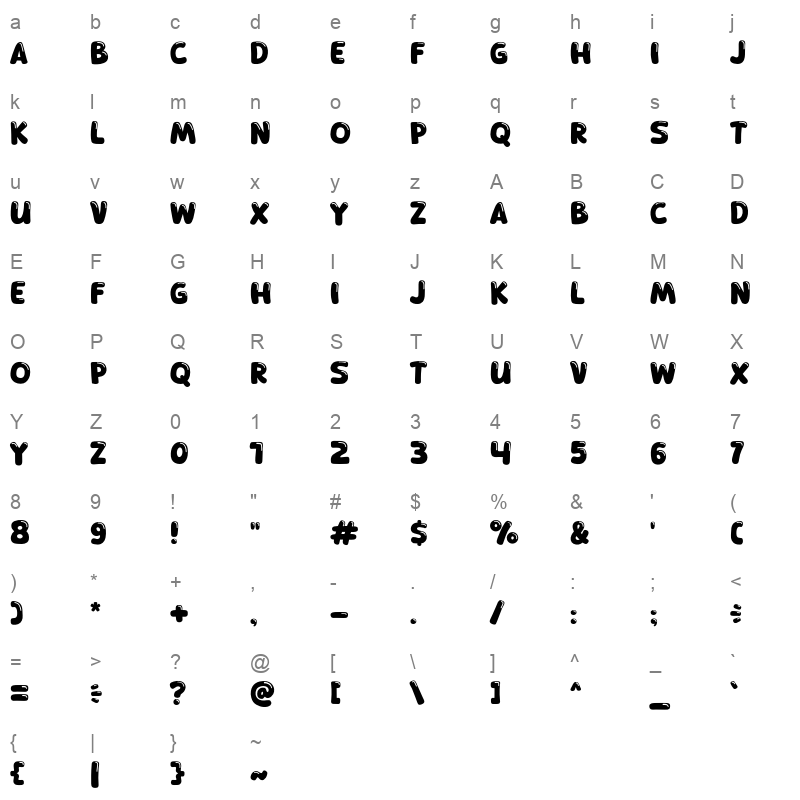 Catboo font otf Character Map