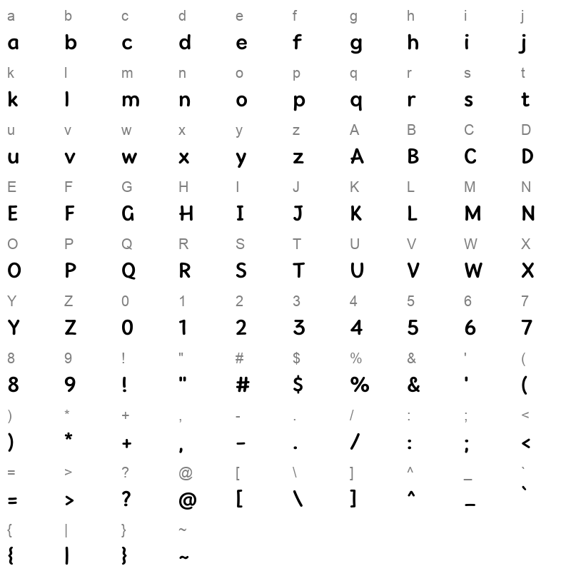 Cause Bold Character Map