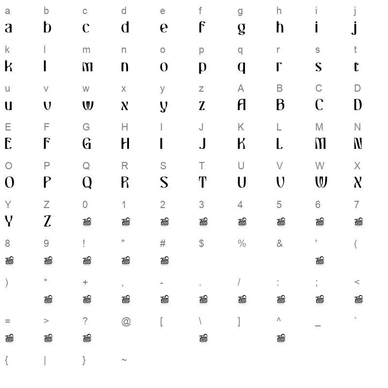 CHASLOW Character Map