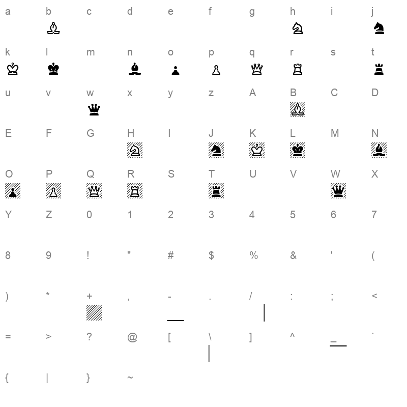 CHEQ TT Character Map