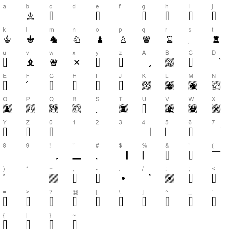 chess 1 Character Map