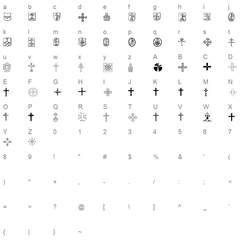 Christian Crosses IV Regular Character Map