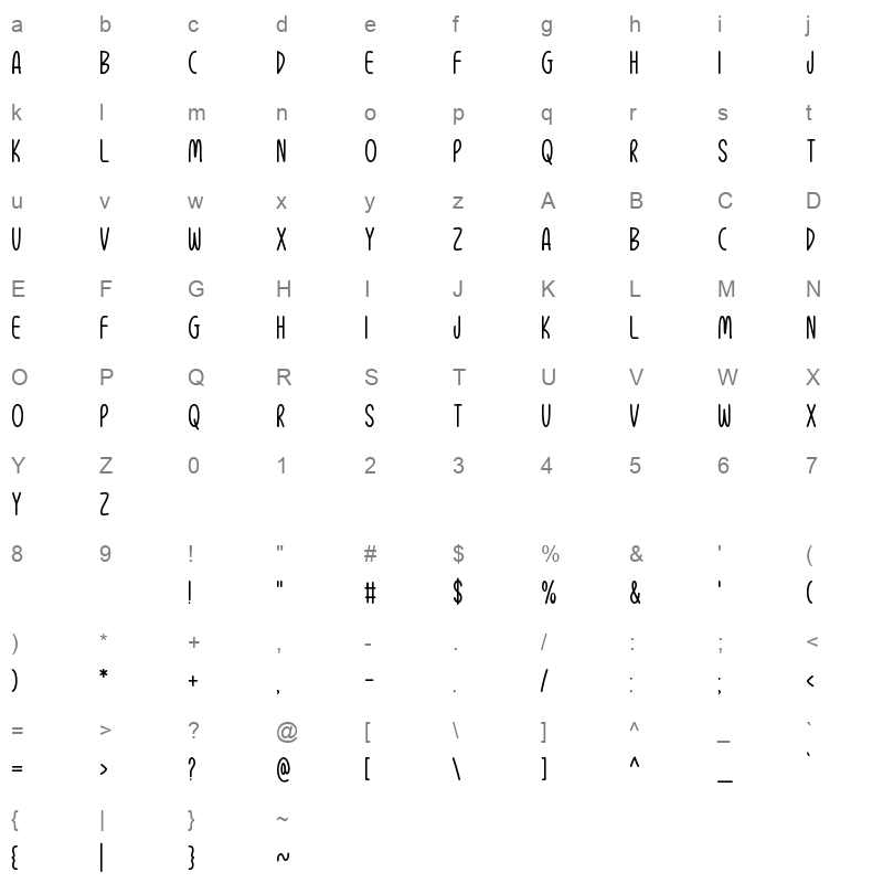 Christmas Happiness TTF Character Map