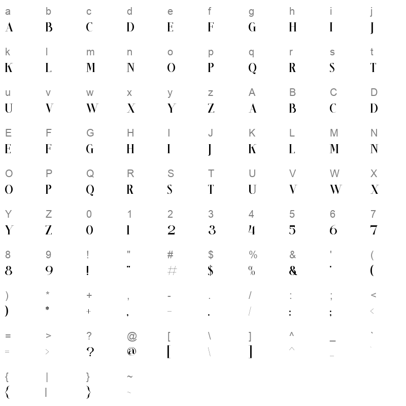 CINTARY Regular Character Map