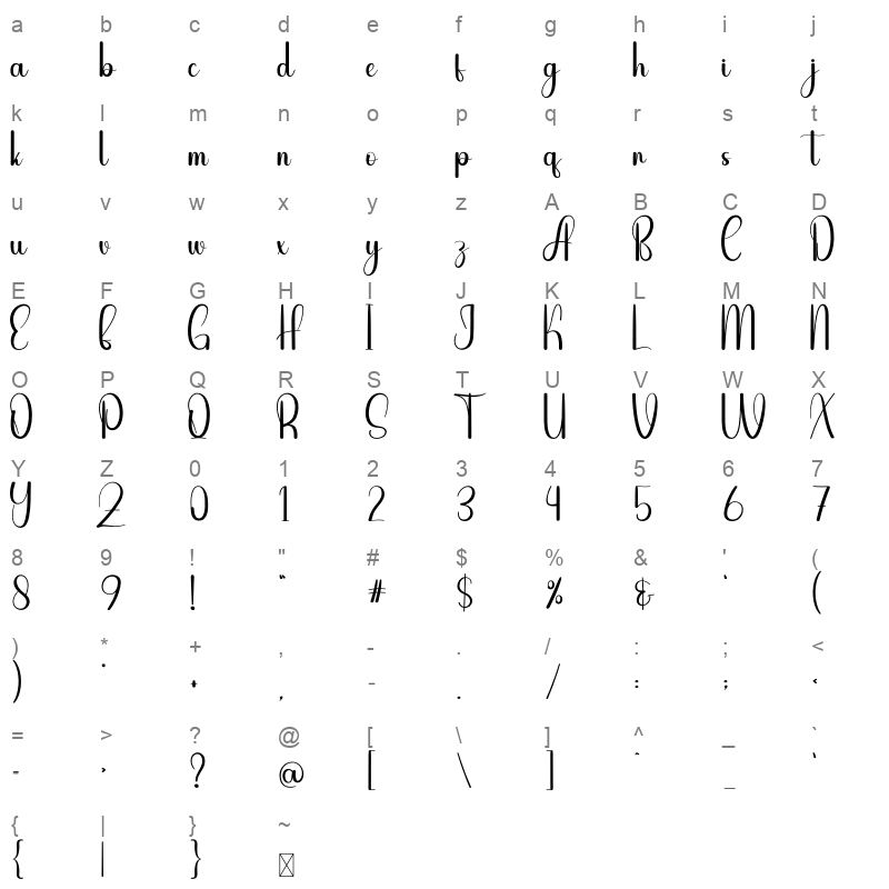 Citicon Character Map