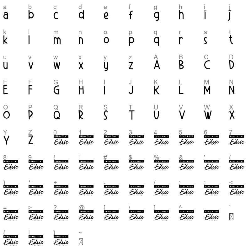 Clock Crown Regular Character Map