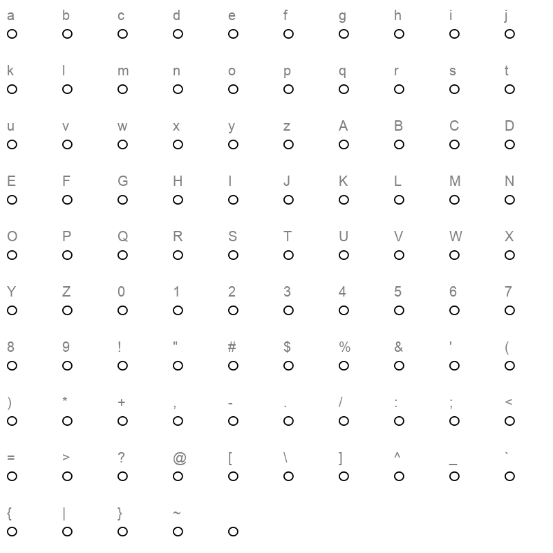 Clocks Regular Character Map