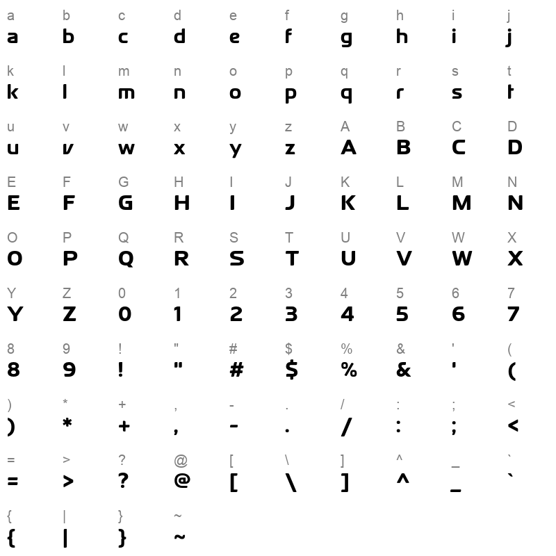 Cloud Bold 2 Character Map