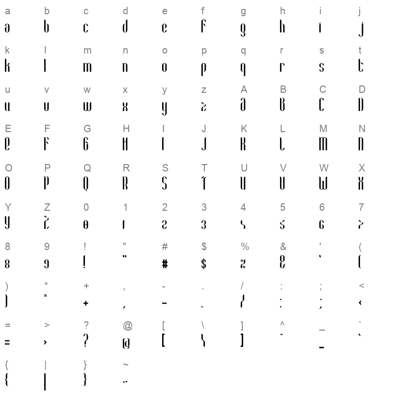 Coco Bold Character Map
