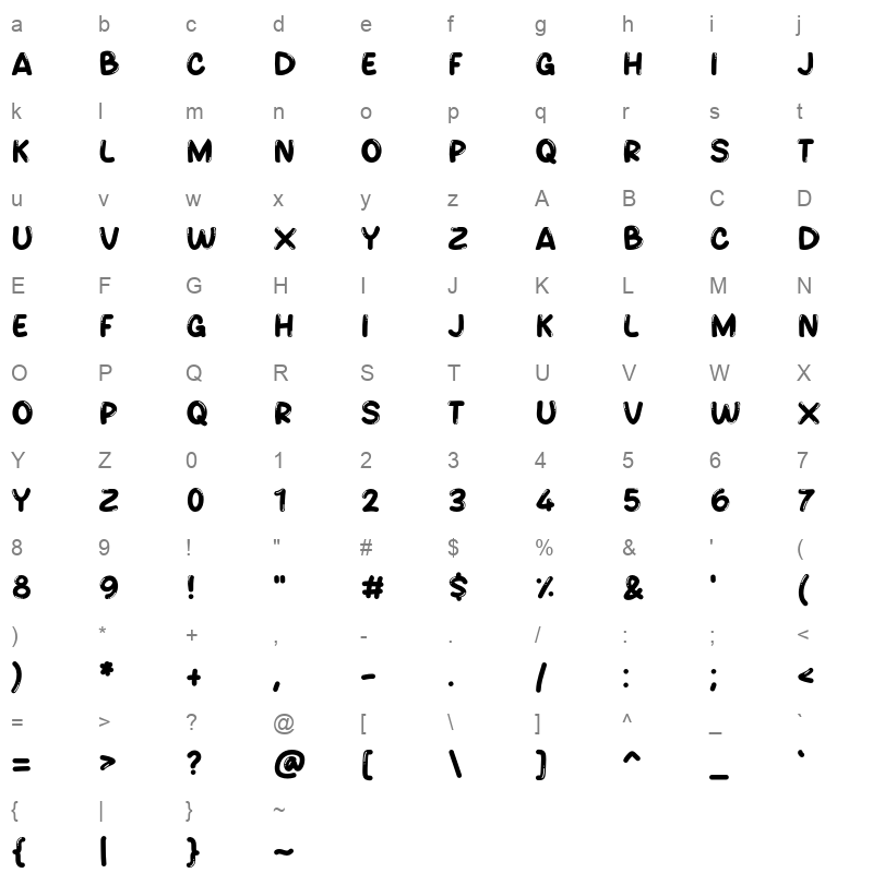 COLD ICEY Character Map