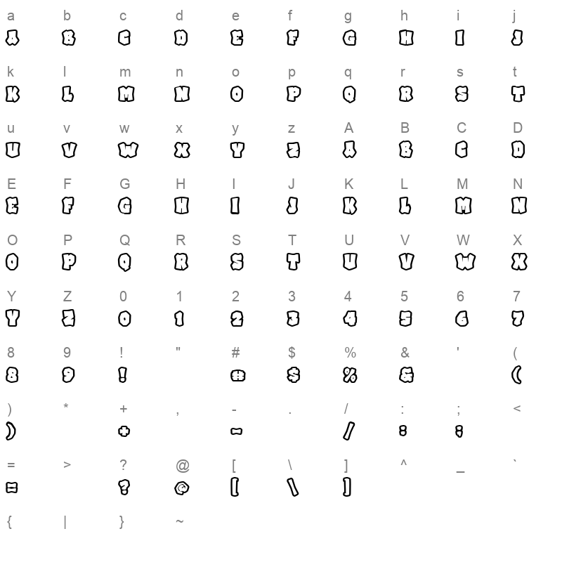 Comic Stone Outline Character Map