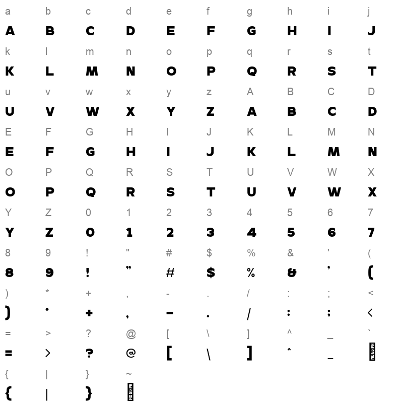 Comixo Regular Character Map