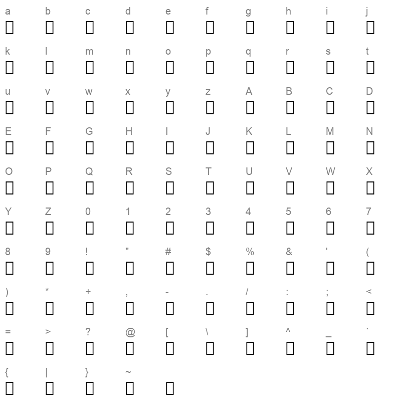 CommercialPi BT Regular Character Map