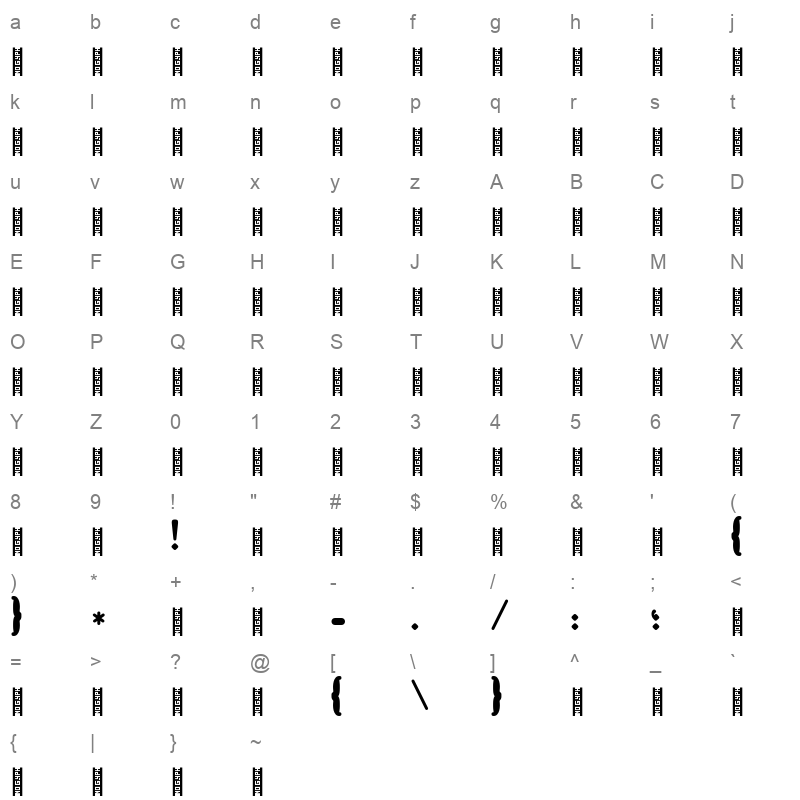 CooperArabic Character Map