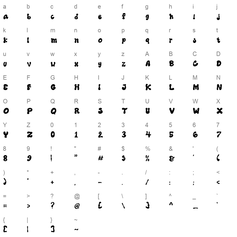 Cooraline Regular Character Map