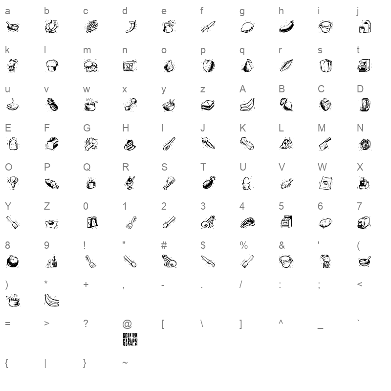 Counterscraps Regular Character Map