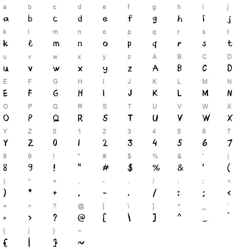CrayonLibre Character Map