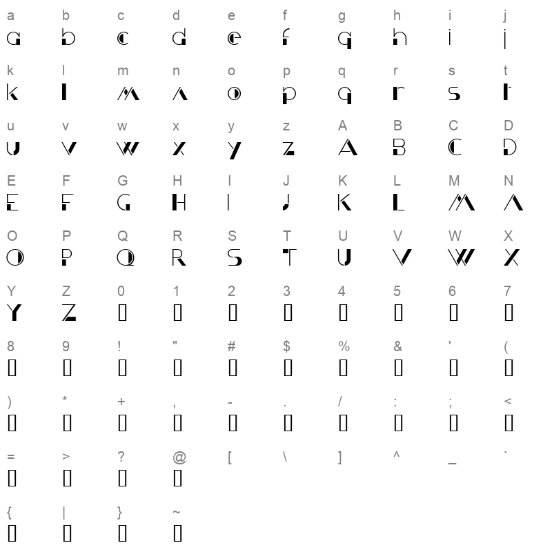 CRAZIER Character Map