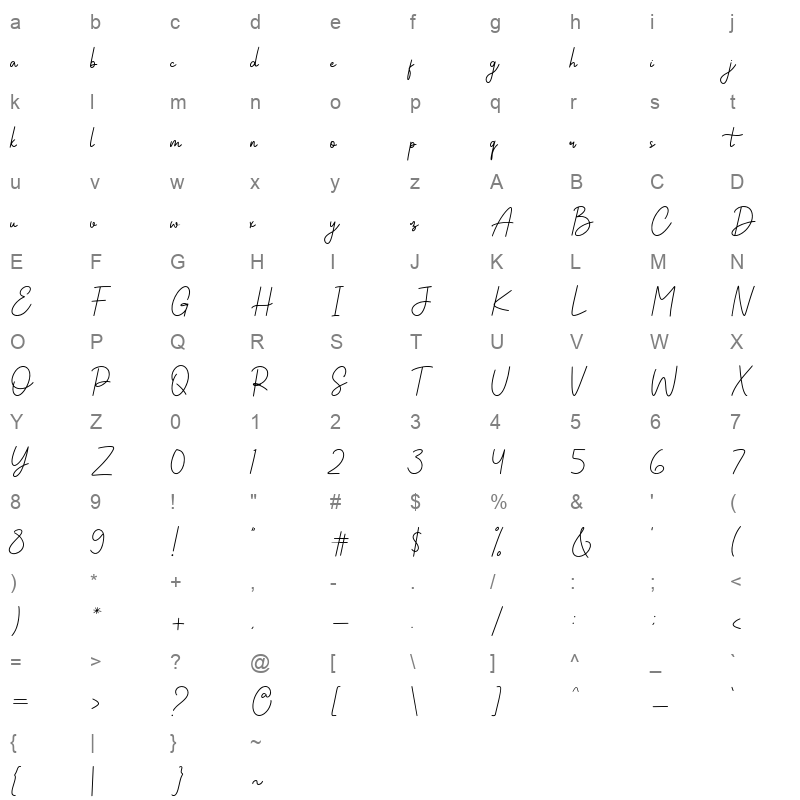 Cristine OTF Character Map