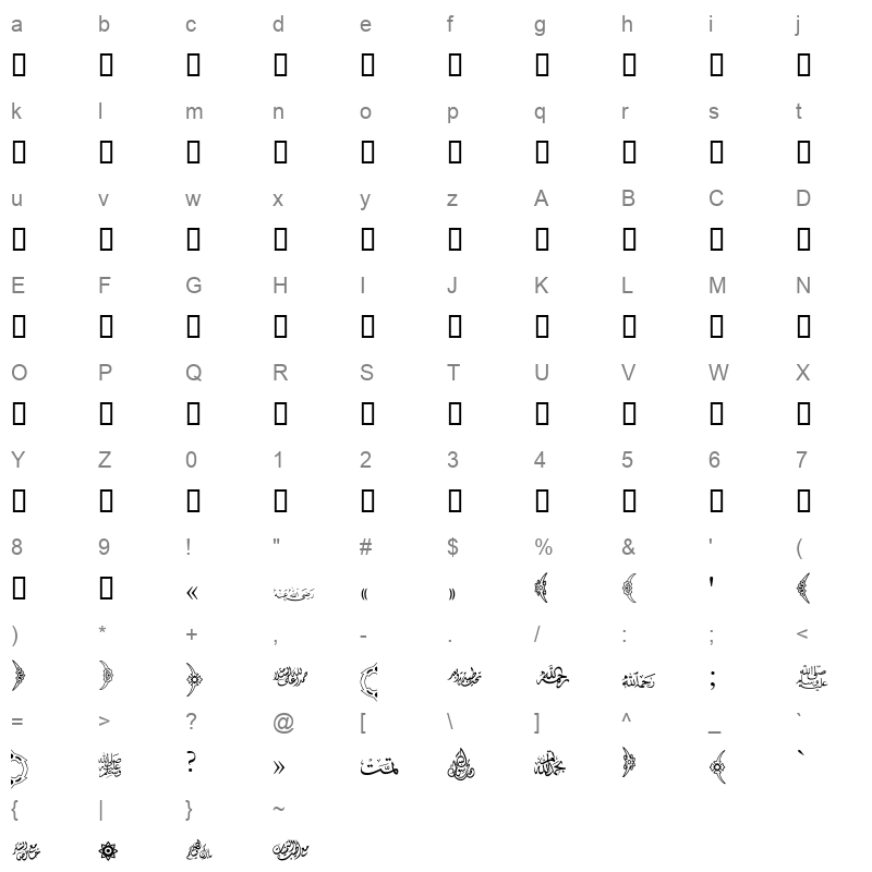 CTraditional Arabic Regular Character Map
