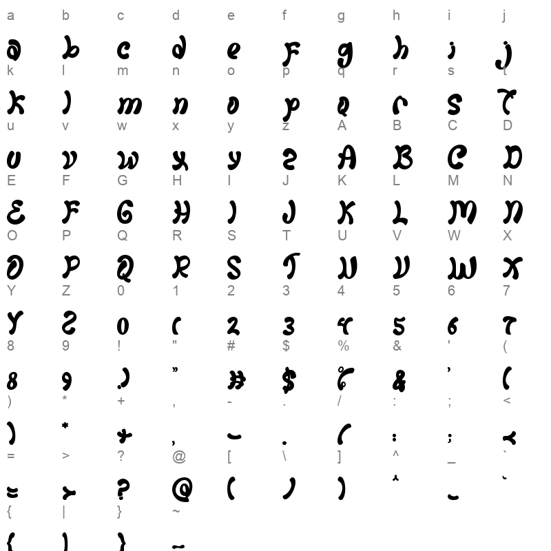 Cute Easter ttf Character Map