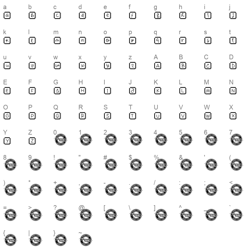 Cute Keyboard Regular Character Map
