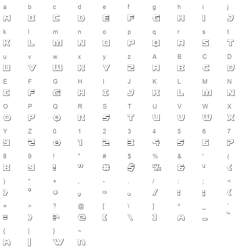 cyberform3d Character Map