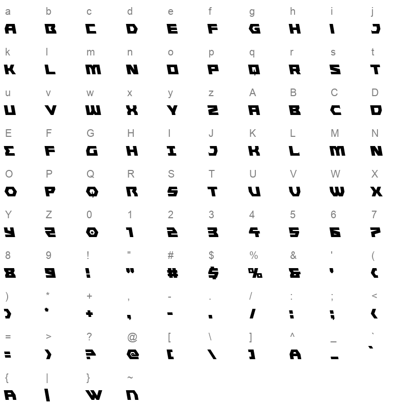 cyberformsemileft Character Map