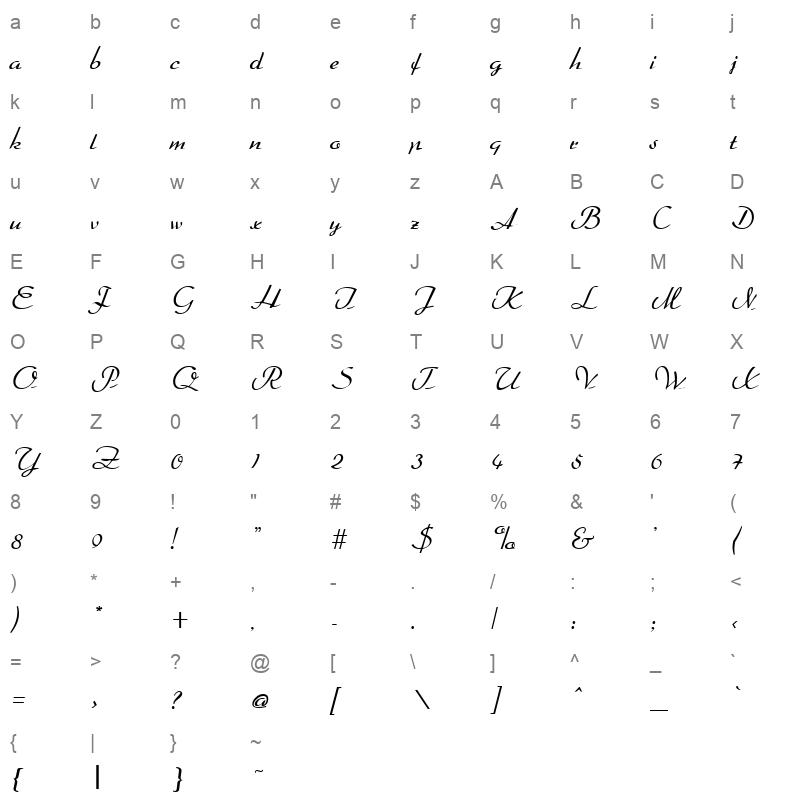 Dahrlin Regular Character Map