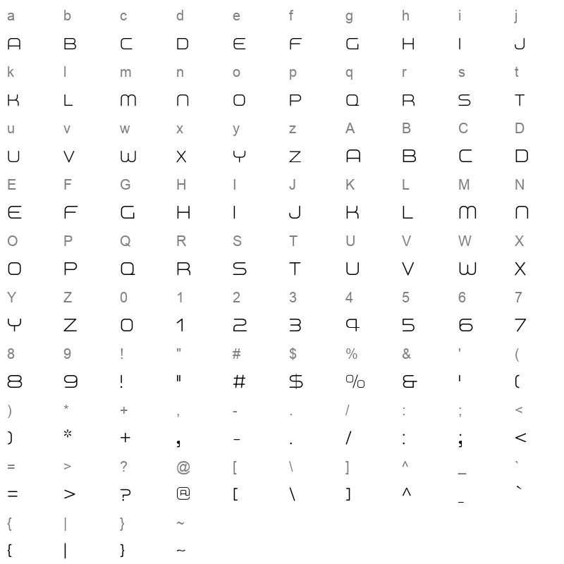 Damavand Light Character Map