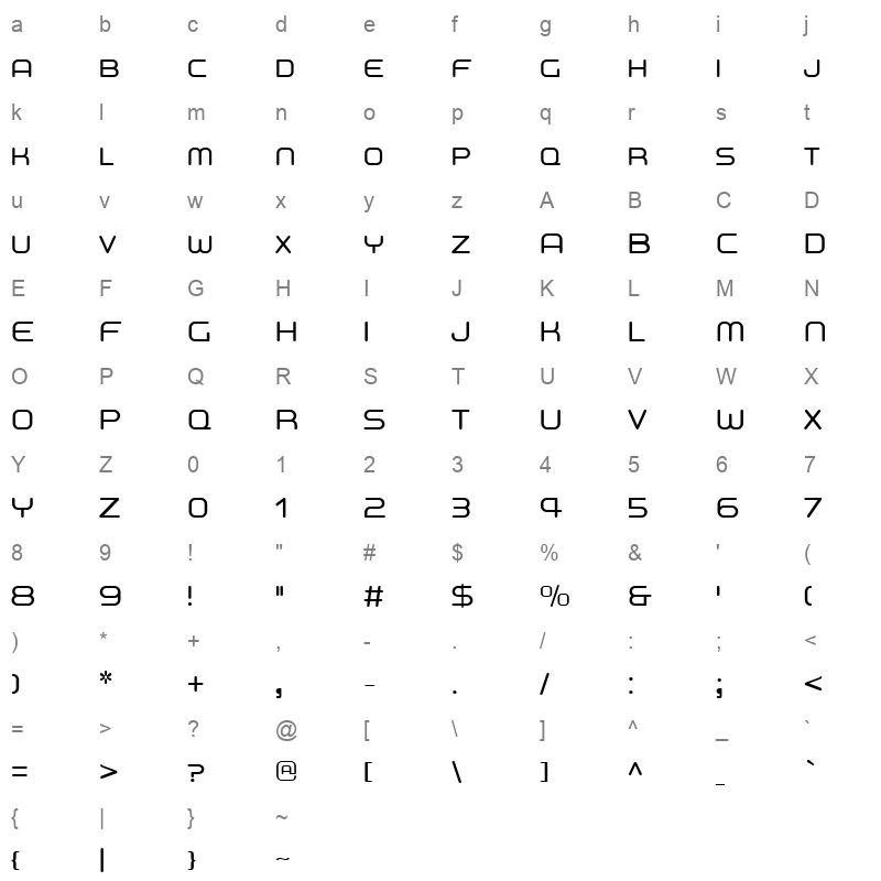 Damavand Regular Character Map