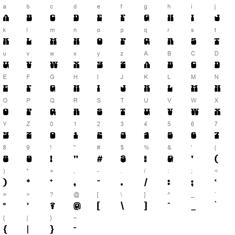 Danfo Regular Character Map