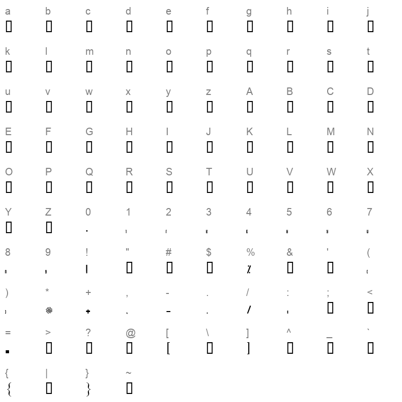 dara sarve2 Regular Character Map