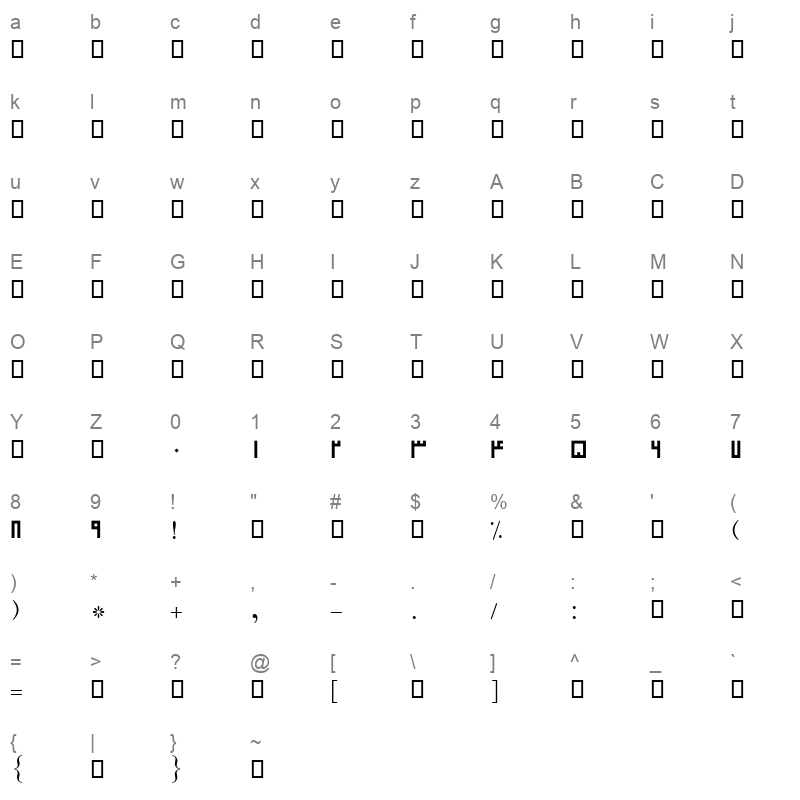 dara zar Regular Character Map