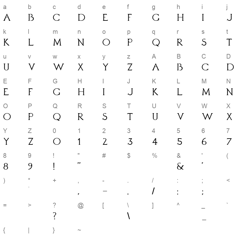 daubentonwebfont Character Map