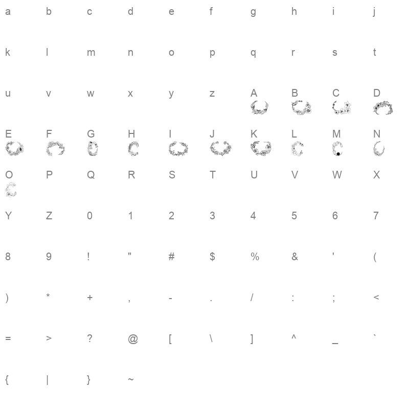 DBL Flower Delight Regular Character Map