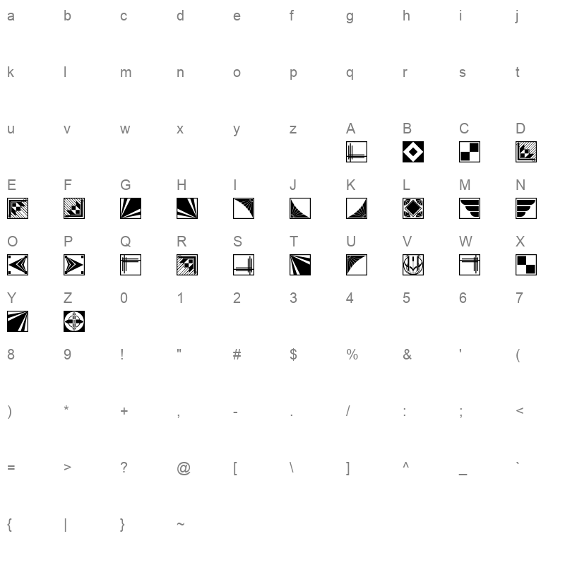 DecoBorders Regular Character Map