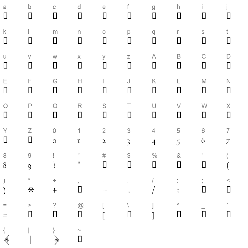 DecoType Naskh Extensions Character Map
