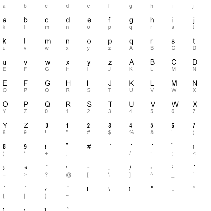 Dehalvi Khush Khat Regular Character Map