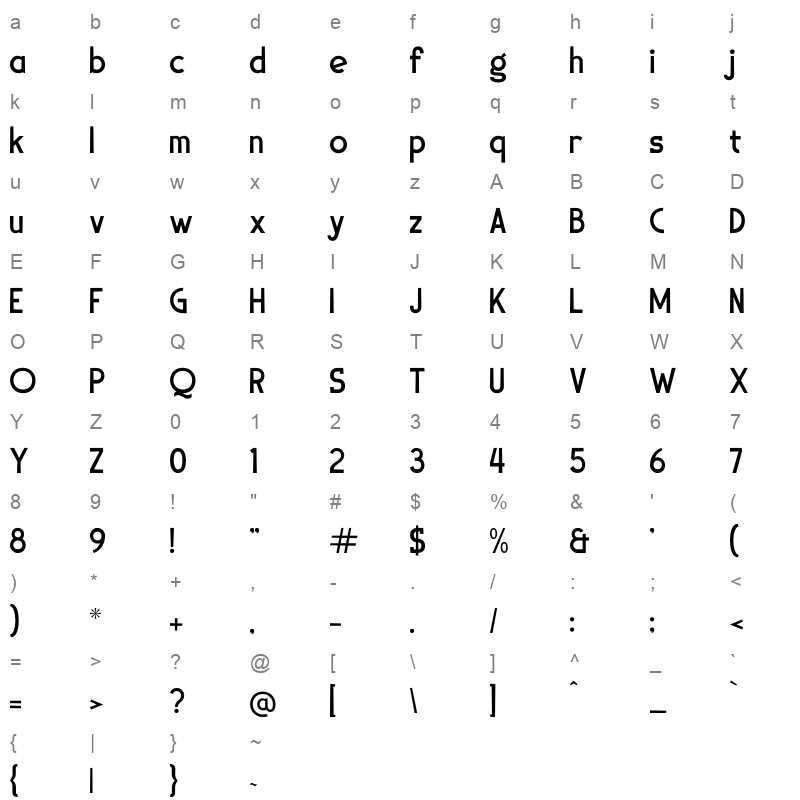 DELAQRUS Character Map