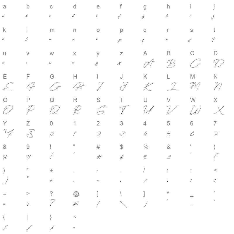 Dellany Signature Regular Character Map