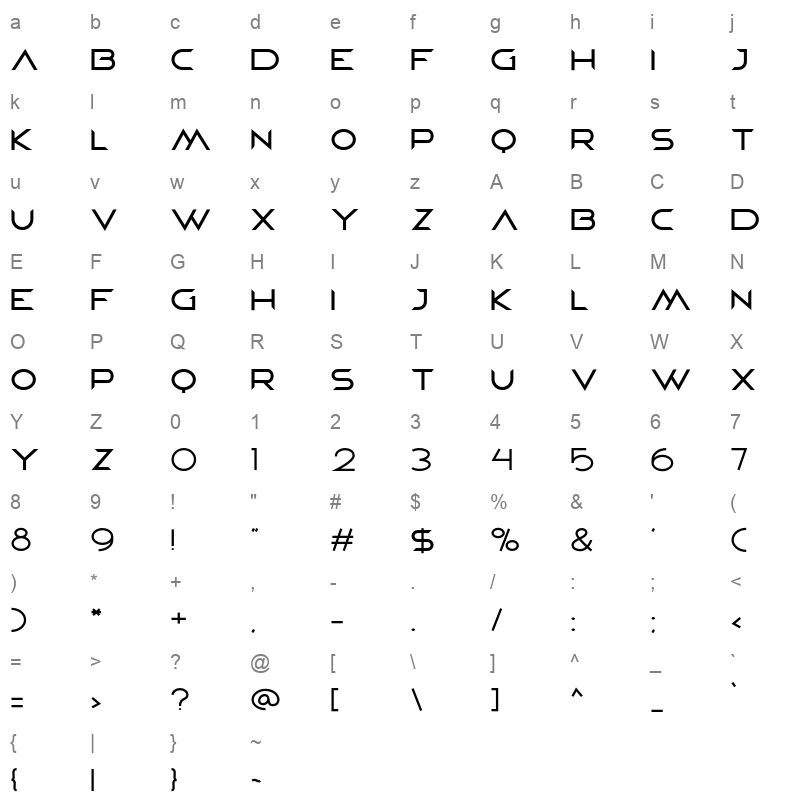 Deltha Character Map