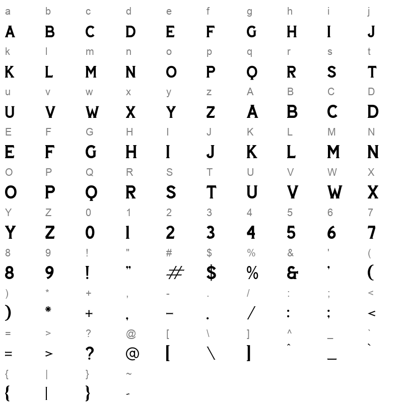 DEMITHS Character Map