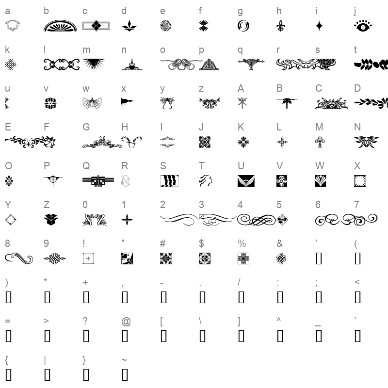 DesignerDing Regular Character Map