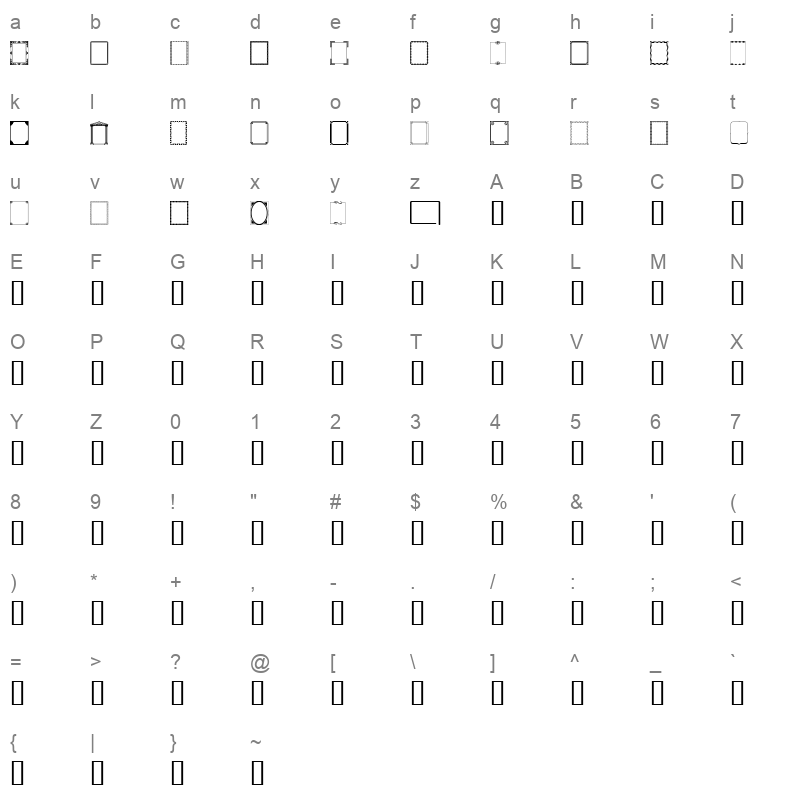 DesignerFrames Regular Character Map