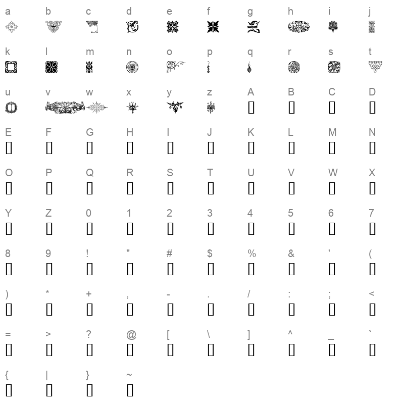 DesignerMotifs Regular Character Map